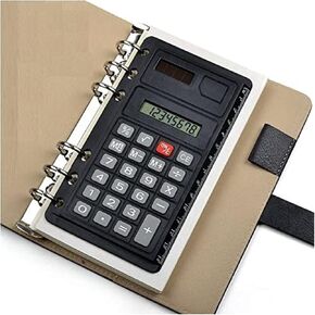 Portable Pocket 6-Hole Solar Power Calculator Ruler for Universal A5/A6/B5 Binder Planner/Notebook/Personal Organizer/Planner