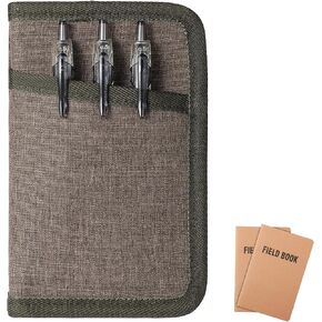 Field Notes Notebooks Cover Moleskine Cahier 3.5 x 5.5 with Zipper Pen Holder, Water Resistant Pocket Notebook Cover for Journal Notebook Planner, Sketchbook Cover, Classy Waxed Canvas