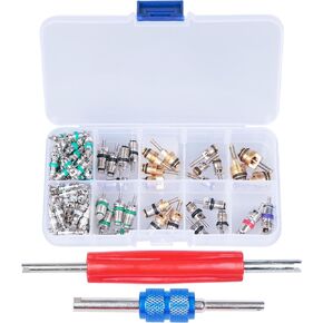 102 Pcs A/C Valve Core R12 R134a Automotive Air Conditioning Refrigeration Tire Valve Stem Cores Remover Tool Assortment Kit in Kuwait