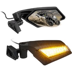 KEMIMOTO X3 Side Mirrors with Turn Signal Indicator Blinker Lights Rearview Mirrors Compatible with Can-Am Maverick X3 & X3 Max XRS XDS Turbo R RR 2017 2018 2019 2020 2021 2022 2023 2024