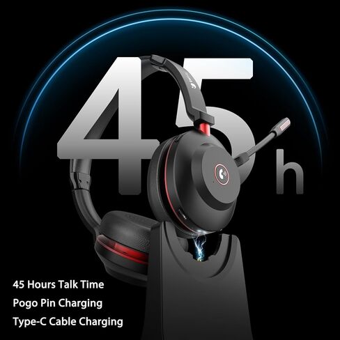Bluetooth Headset, Wireless Headset with Microphone Dual Noise Canceling & USB Dongle, 45H QCC Bluetooth Headphones with Busy Light & Charging Base, Teams Answer for Work/Office/PC/Meeting/Zoom in Saudi Arabia
