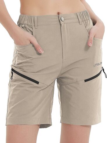 شورت برمودا نسائي سريع الجفاف من KPSUN للمشي لمسافات طويلة، شورت جولف نشط قابل للتمدد وطارد للماء، جيوب بسحاب in Kuwait