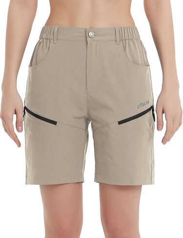 شورت برمودا نسائي سريع الجفاف من KPSUN للمشي لمسافات طويلة، شورت جولف نشط قابل للتمدد وطارد للماء، جيوب بسحاب in Kuwait