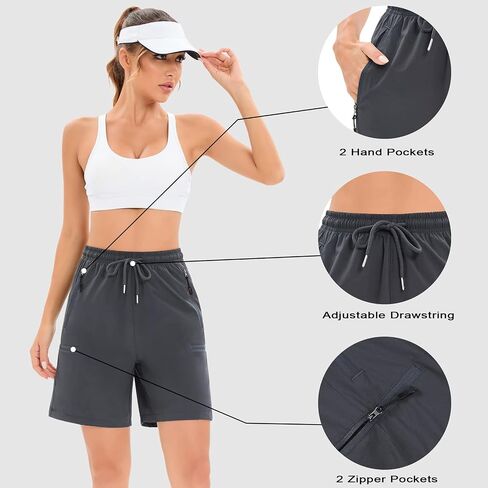 KOJOOIN Women's Cargo Shorts with 5 Pockets, Hiking Shorts Elastic High Waisted, Summer Athletic Workout Shorts Quick Dry in Saudi Arabia