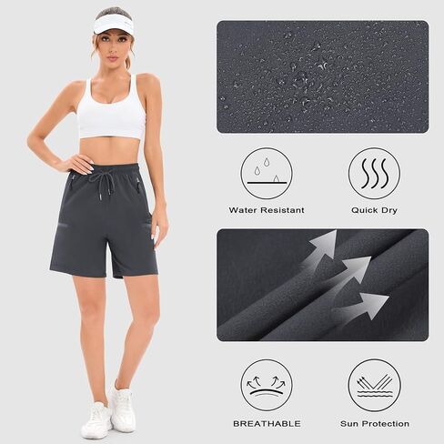 KOJOOIN Women's Cargo Shorts with 5 Pockets, Hiking Shorts Elastic High Waisted, Summer Athletic Workout Shorts Quick Dry in Saudi Arabia