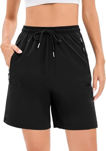 KOJOOIN Women's Cargo Shorts with 5 Pockets, Hiking Shorts Elastic High Waisted, Summer Athletic Workout Shorts Quick Dry in Saudi Arabia
