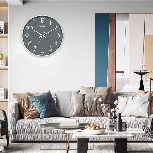 10 Inch Wooden Round Wall Clock Silent & Non-Ticking Retro Wall Clock Operated for Living Room Bedroom Kitchen(26 cm/ 10") in Kuwait
