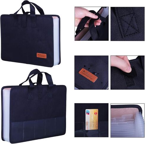 Antner 13 جيوب توسيع مجلد المستندات منظم المستندات مع مقبض، سعة كبيرة منظم الملفات الأكورديان المحمولة مجلدات الملفات بحجم A4 للمكتب أو الأعمال أو المدرسة أو المنزل، أسود in Kuwait