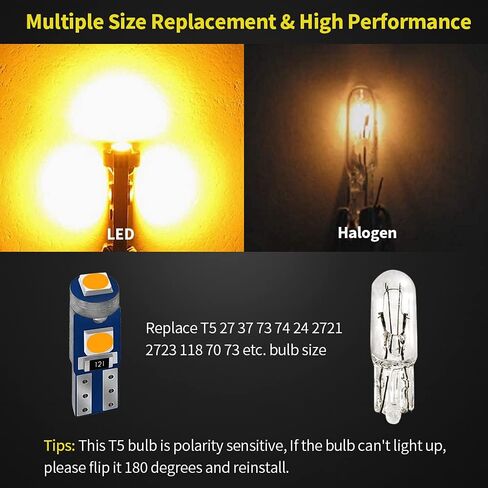 20 قطعة T5 LED لمبات أضواء لوحة القيادة 3030 شرائح 74 37 27 17 2721 بدائل للوحة العدادات ذات القبة الداخلية، 6000 كلفن أبيض in Kuwait