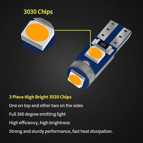 20 قطعة T5 LED لمبات أضواء لوحة القيادة 3030 شرائح 74 37 27 17 2721 بدائل للوحة العدادات ذات القبة الداخلية، 6000 كلفن أبيض in Kuwait