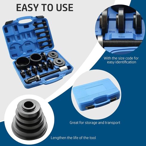 DASBET Front Wheel Drive Bearing Puller | 19PCS Front Wheel Hub Drive Bearing Removal Install Adapter Puller Pulley Service Tool Kit in Saudi Arabia