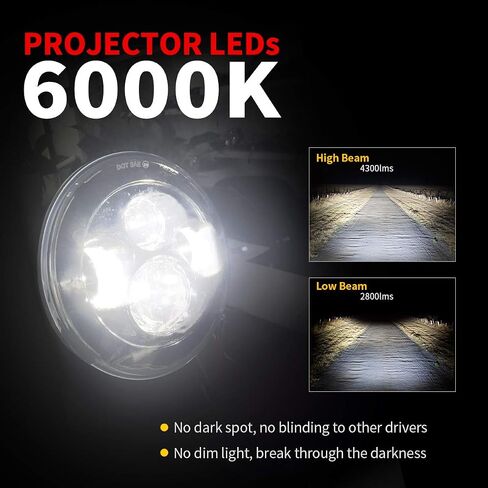 مصباح أمامي LED مقاس 7 بوصة، مصابيح ضباب 4.5 بوصة، عدسات مضادة للخدش، للتجول في Road King Ultra Classic Electra Street Glide Tri CVO Heritage Softail Slim Deluxe Fatboy Chrome in Saudi Arabia