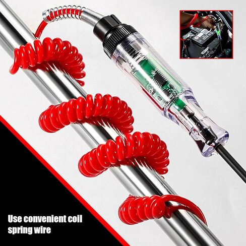 قلم صيانة دائرة مسبار طويل لجهد السيارة قطعة واحدة من Ajxn، قلم اختبار شاشة رقمية بمستشعر متعدد الوظائف 3-48 فولت 7.48 بوصة، مع سلك زنبركي تلسكوبي ممتد، متوافق مع معظم موديلات السيارات (أحمر) in Kuwait