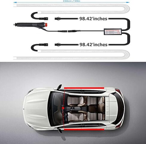 شريط إضاءة LED للسيارة، قطعتان من شرائط أضواء لوحة تشغيل الباب المرنة مقاس 70.86 بوصة، التحكم في التطبيق 16 مليون لون، مجموعات إضاءة نيون مقاومة للماء، أضواء الجو الخارجي للسيارة مع شاحن سيارة in Kuwait