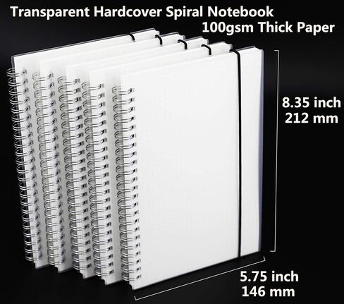 5 عبوات من دفاتر الملاحظات الشبكية ذات الغلاف الصلب الشفاف/مجلات رصاصة، دفاتر ملاحظات لموضوع مذكرات الكتابة، 80 ورقة (160 صفحة) - 8.35 × 5.75 بوصة، مقاس A5. in Kuwait