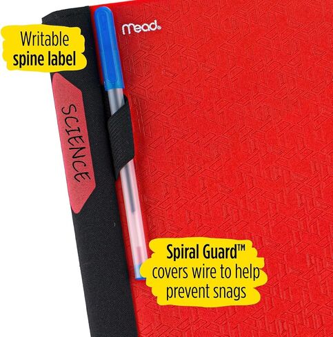 دفاتر ملاحظات Five Star Advance Spiral + تطبيق دراسة، عبوتان، 3 موضوعات، ورق مسطر للكلية، 11 بوصة × 8-1/2 بوصة، 150 ورقة، مع واقي حلزوني وفواصل متحركة، أحمر، أبيض (820111) in Saudi Arabia