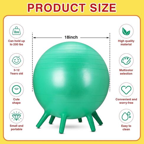 4 Pieces Children's Flexible Seating Ball Active Kids Yoga Ball with Stability Legs Yoga Ball Chair for Classroom Students Sitting Improve Focus and Balance (Bright Color) in Saudi Arabia