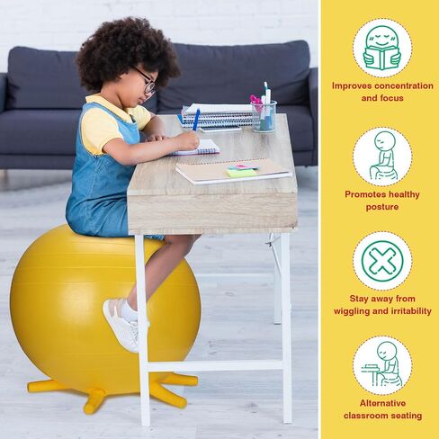 4 Pieces Children's Flexible Seating Ball Active Kids Yoga Ball with Stability Legs Yoga Ball Chair for Classroom Students Sitting Improve Focus and Balance (Bright Color) in Saudi Arabia