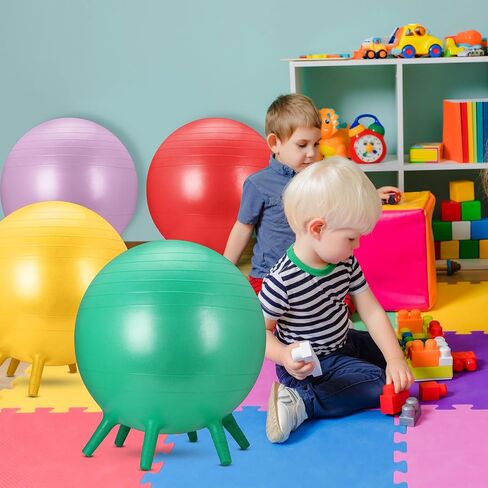 4 Pieces Children's Flexible Seating Ball Active Kids Yoga Ball with Stability Legs Yoga Ball Chair for Classroom Students Sitting Improve Focus and Balance (Bright Color) in Saudi Arabia