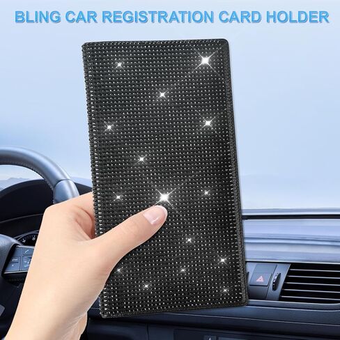 حامل بطاقة تسجيل السيارة والتأمين، منظم صندوق قفازات السيارة من الجلد الطبيعي، ملحقات السيارة اللامعة للنساء من الداخل، حجرة محفظة السيارة لوثيقة رخصة القيادة الأساسية، فضي in Kuwait