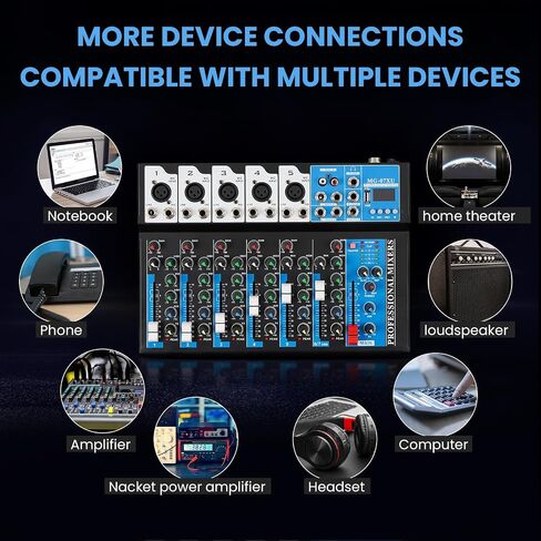 خلاط صوت 12 قناة، لوحة مزج دي جي احترافية لاسلكية، خلاط صوت بلوتوث مع MP3/USB، خلاط دي جي بقوة 48 فولت مع تأثيرات، لوحة صوت، مدخل/مخرج RCA للاستوديوهات والمبتدئين in Saudi Arabia