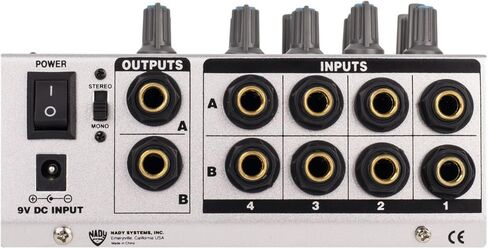 Nady MM-242 خلاط صغير 4 ستيريو / 8 قنوات أحادية مع وضع أحادي/ستيريو، مدخلات ومخرجات ¼ بوصة - تعمل بالبطارية ومحول تيار متردد متضمن in Kuwait