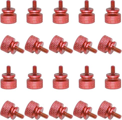 20 Pieces 6#-32 Computer Case Screws, Anodized Aluminum Thumbscrews, Fully Threaded Knurled Thumbscrews, Thumb Screws (Red) in Saudi Arabia