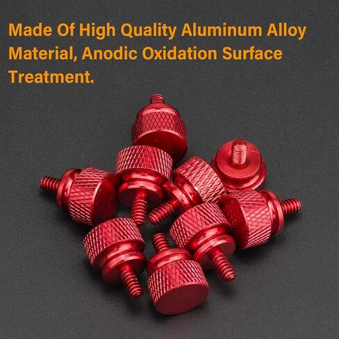 20 Pieces 6#-32 Computer Case Screws, Anodized Aluminum Thumbscrews, Fully Threaded Knurled Thumbscrews, Thumb Screws (Red) in Saudi Arabia