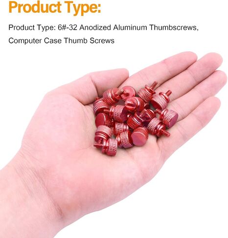 20 Pieces 6#-32 Computer Case Screws, Anodized Aluminum Thumbscrews, Fully Threaded Knurled Thumbscrews, Thumb Screws (Red) in Saudi Arabia