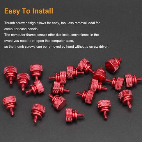 20 Pieces 6#-32 Computer Case Screws, Anodized Aluminum Thumbscrews, Fully Threaded Knurled Thumbscrews, Thumb Screws (Red) in Saudi Arabia