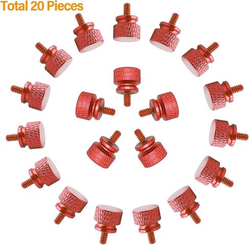 20 Pieces 6#-32 Computer Case Screws, Anodized Aluminum Thumbscrews, Fully Threaded Knurled Thumbscrews, Thumb Screws (Red) in Saudi Arabia