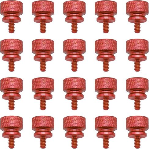 20 Pieces 6#-32 Computer Case Screws, Anodized Aluminum Thumbscrews, Fully Threaded Knurled Thumbscrews, Thumb Screws (Red) in Saudi Arabia