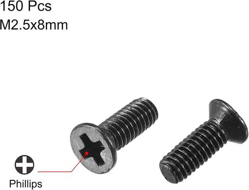 uxcell M2.5 x 10mm Phillips Screw Fastener Black for Laptop PC TV Fan Switch 150pcs in Saudi Arabia