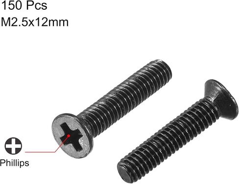 uxcell M2.5 x 10mm Phillips Screw Fastener Black for Laptop PC TV Fan Switch 150pcs in Saudi Arabia