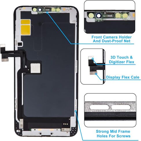 بديل شاشة ممتاز لهاتف iPhone 11 Pro MAX (6.5 بوصة) موديل A2161، A2220، A2218-3D طقم إصلاح شاشة تعمل باللمس، محول رقمي للشاشة مع لاصق مقاوم للماء، أدوات، زجاج مقسى in Kuwait