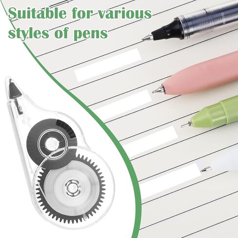 12 شريط تصحيح، 39.37 قدم × 1/5 بوصة، كل شريط تصحيح أبيض سهل الاستخدام لمستلزمات مكتب التصحيح الفوري in Kuwait