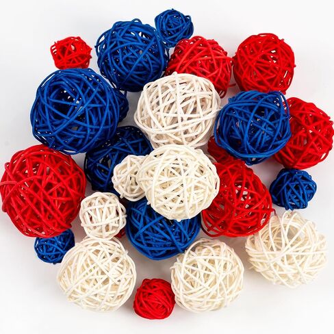 GuassLee Decorative Balls for Bowls Centerpiece, 24Pcs Wicker Rattan Balls Vase Fillers Potpourri Bowl Filler for Home Bathroom Living Dining Room Table Decor DIY Craft, 3 Sizes in Kuwait
