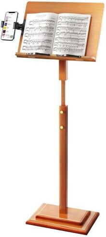 Bamboo Music Stand for Sheet Music -Folding Music Stands Height Adjustable 39.37''-51.2'' with Wide Wooden Bookplate for Conductor Lectern Guitar Violin Piano Ukulele Players in Saudi Arabia