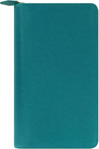 Filofax Saffiano Zip Organizer, Personal Compact Size, Aquamarine - Cross-Grain, Leather-Look, Six Rings, Week-to-View Calendar Diary, Multilingual, 2024 (C022536-24) in Saudi Arabia