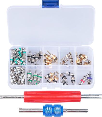 102 Pcs A/C Valve Core R12 R134a Automotive Air Conditioning Refrigeration Tire Valve Stem Cores Remover Tool Assortment Kit in Kuwait