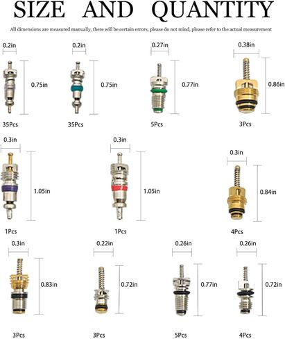 102 Pcs A/C Valve Core R12 R134a Automotive Air Conditioning Refrigeration Tire Valve Stem Cores Remover Tool Assortment Kit in Kuwait