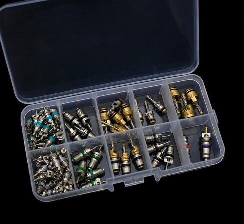 102 Pcs A/C Valve Core R12 R134a Automotive Air Conditioning Refrigeration Tire Valve Stem Cores Remover Tool Assortment Kit in Kuwait