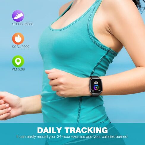 ساعة ذكية SOUYIE، مراقب معدل ضربات القلب الحقيقي، ساعة ذكية عالية الدقة 1.7 بوصة للرجال مع ضغط الدم، أكسجين الدم، مراقب النوم، جهاز تتبع اللياقة البدنية المقاوم للماء IP67 متوافق مع Android iOS iPhone in Kuwait