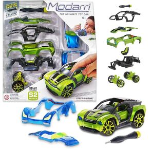 Modarri Delux S2 Muscle Car Build Your Car Kit Toy Set - Ultimate Toy Car: Make Your Own Car Toy - for Thousands of Designs - Real Steering and Suspension - Educational Take Apart Toy Vehicle