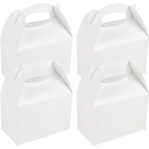 Restaurantware Bio Tek 8.5 x 4.8 x 5.5 Inch Gable Boxes For Party Favors, 100 Attractive Gift Boxes - With Built-In Handle, Greaseproof, White Paper Barn Boxes, For Special Events Or Parties