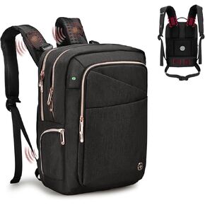 Swissdigital Design Massaging Laptop Backpack For Women，USB Charging Port Large Capacity Computer Backpacks For Work Business (KATY ROSE SD1006M-01)