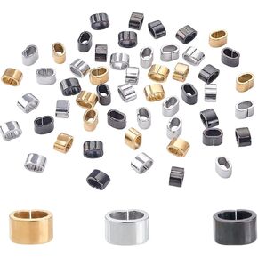 PH PandaHall 60pcs Rectangle Slide Charms 6 Colors Stainless Steel Quick Connector Leather Rope Clips Large Hole Slider Loose Beads 3x6mm Locking Clip for Wristbands Bracelets Necklace Jewelry Making