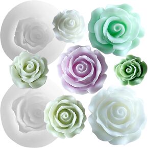 2 PCS 3D Resin Flower Molds Flower Candle Making Molds Rose Silicone Mold for Chocolate Cake Decor Soap Candle Home Decorate Making Mold