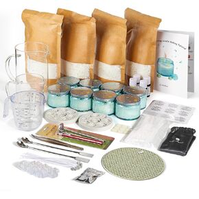 Art Secret Diy Candle Making Kit للمبتدئين - الإمدادات الكاملة لصنع 8 شموع ، تشمل الشمع ، قوالب السيليكون ، 4 أوقية من الجرار الزجاجية المنقوس ، الفتات ، الأدوات ، الروائح والأصباغ (البرتقالي)