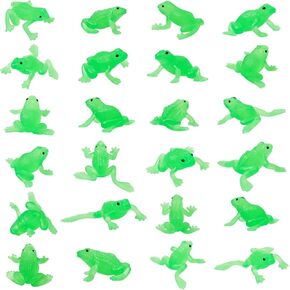 Jenaai 24 Pack Mini Rubber Frog Toy Tiny Realistic Passover Frogs Toy Rainforest Animals Figures for Passover Party Favors Early Education Teaching Aids Home Decors Food Models Photo Prop(Green)